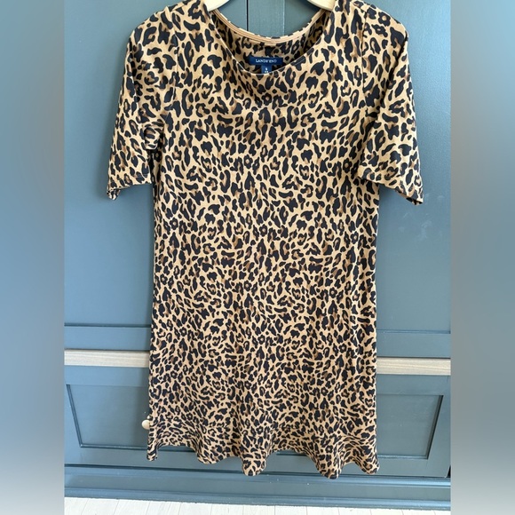 Lands End Leopard Print Short Sleeve Shift Dress • Small 6-8 - Picture 1 of 9